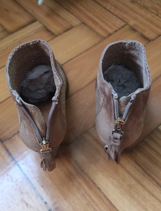 Botines Peep Toe Tacón Marrón Claro