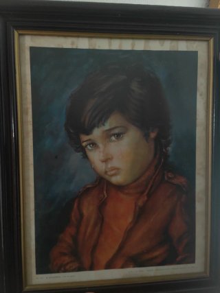 Cuadro antiguo niño llorando