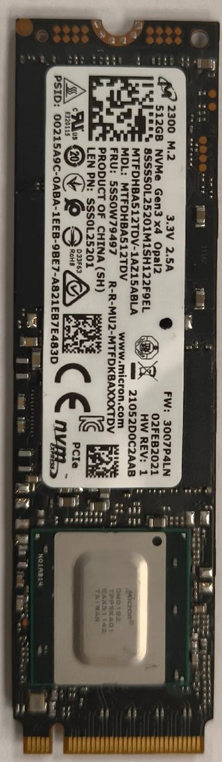 SSD Micron 512GB NVMe Gen3 x4 M.2