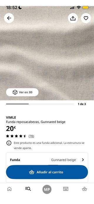 VIMLE Poggiatesta IKEA Gunnared Beige Tessuto