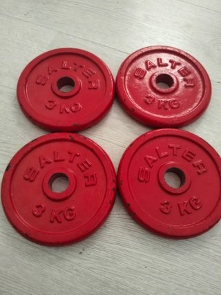 4 Discos Mancuernas, 4 discos de 3kg, 2kg y 1 kg
