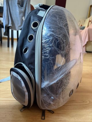 Mochila Transportín Gato Transparente Gris