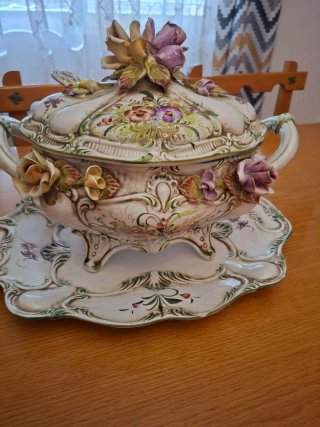 Sopera Decorativa Cerámica Flores
