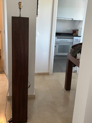 Lámpara de pie madera y tela