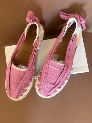 Alpargatas boho rosa y blanco talla 37