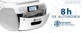 KLIM Reproductor CD Cassette USB MP3 Radio Boombox