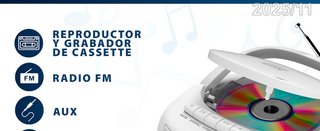 KLIM Reproductor CD Cassette USB MP3 Radio Boombox