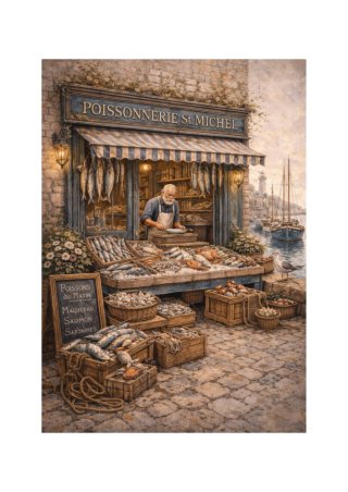 Poster decorativo pescheria vintage