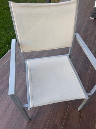 Mesa de jardín cristal y metal gris