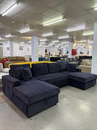 Sofá Cama Azul Marino con Doble Arcón