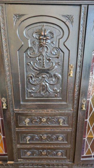 Mueble antiguo madera y cristal