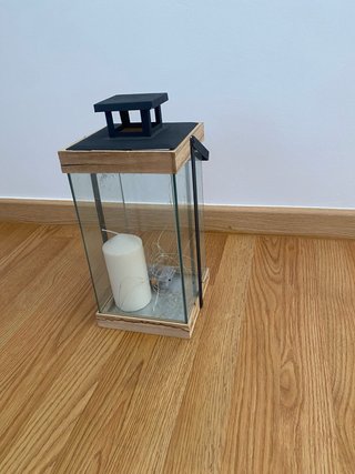 Farol de cristal y madera
