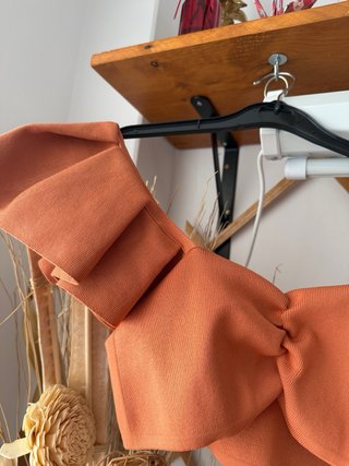 Top Zara teja volantes manga abullonada
