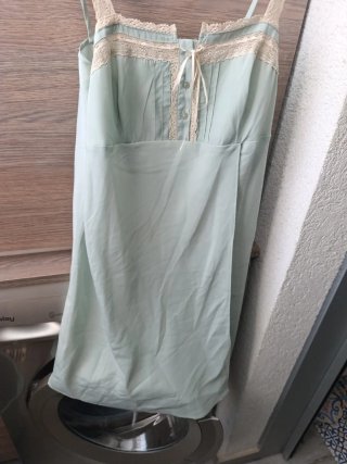 Camisón de verano azu/ verde aguamarina con encaje