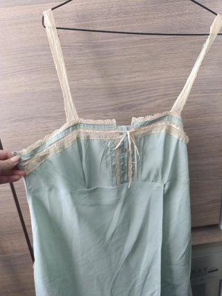 Camisón de verano azu/ verde aguamarina con encaje
