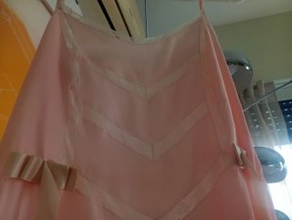 Camisón largo satén y puntilla color salmon