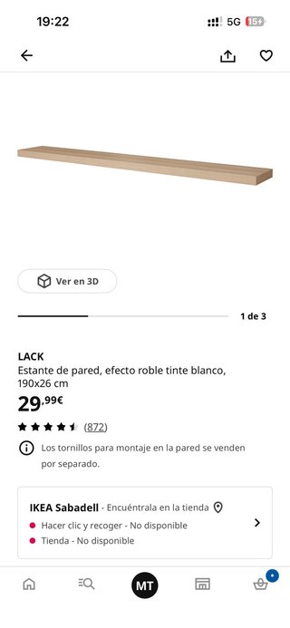 Estantería IKEA madera 190x26