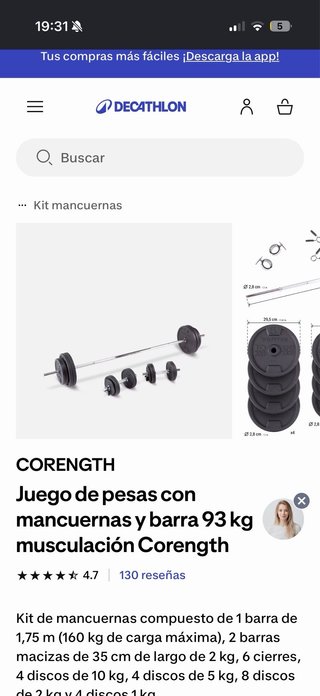 Juego de pesas mancuernas