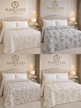Copriletto matrimoniale beige/grigio