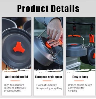 Kit Cocina Camping Ollas y Sartén