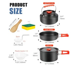 Kit Cocina Camping Ollas y Sartén