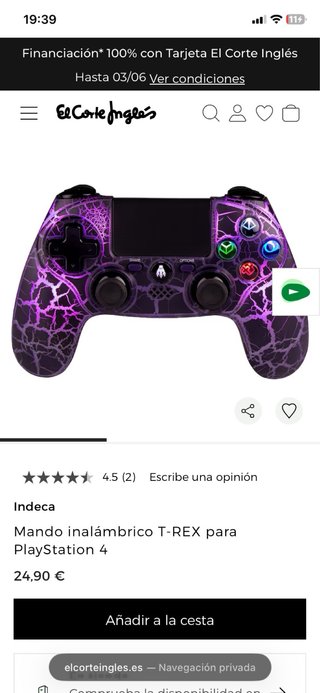 Mando PS4 (PlayStation 4) Rojo Crackle