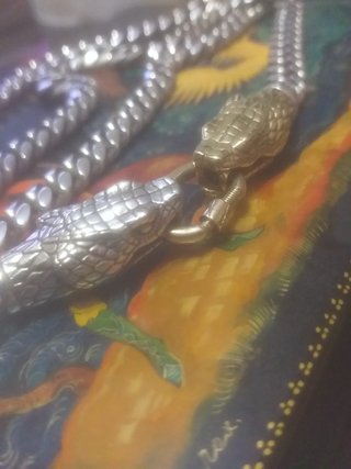 Cadena Cubana Plata y Oro Serpientes