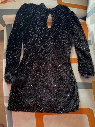 Vestido fiesta lentejuelas negro