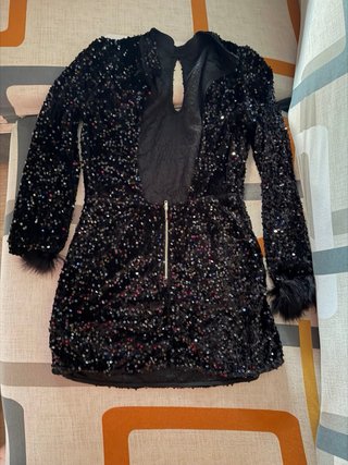 Vestido fiesta lentejuelas negro