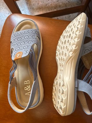 Sandalias A&B Talla 39 Azul Grisáceo