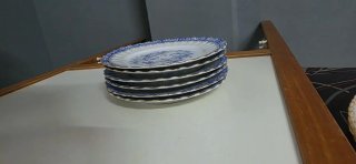 Lote 6 Platos Postre Vintage China Blau