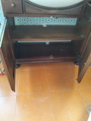 Mueble de baño lavabo madera y cerámica