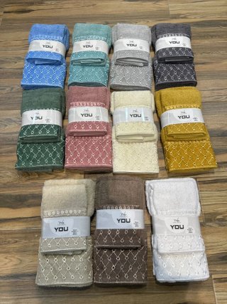 2 Asciugamani Cotone 100% Blu/Teal