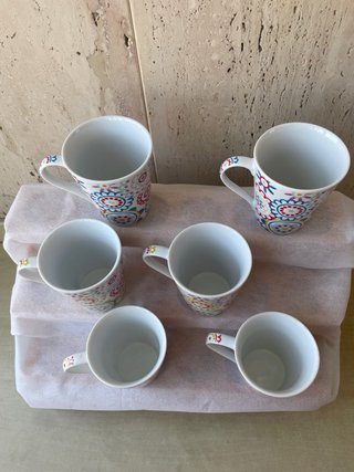 Juego 6 tazas porcelana floral multicolor