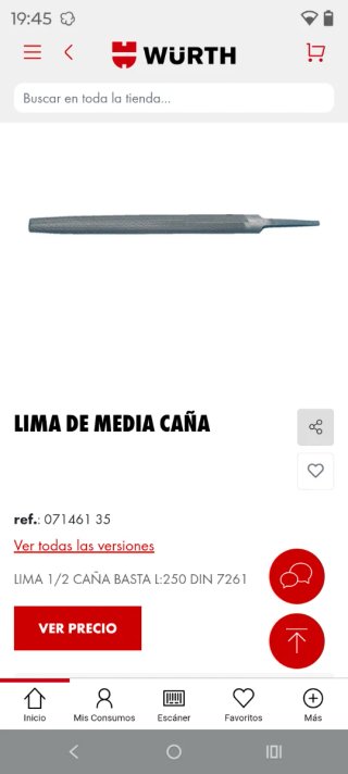 Lima media caña Wurth 250mm