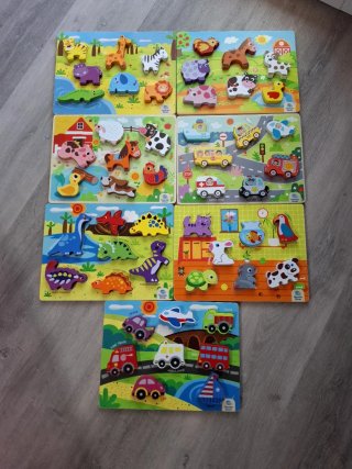 Lote 7 Puzzles Madera Bebé Tipo Montessori Animale