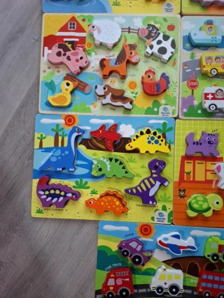 Lote 7 Puzzles Madera Bebé Tipo Montessori Animale
