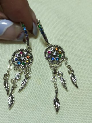 Pendientes Aro Plata con Colgante Diseño Atrapasue