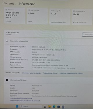 PC HP Core i3 8GB RAM 240GB SSD W11 PRO