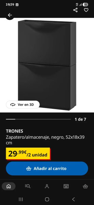 Zapatero Trones Ikea Negro