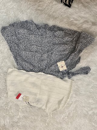 Conjunto estampado floral y top crochet