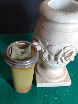 Vaso Búcaro Antico Cimitero Ceramica Metallo
