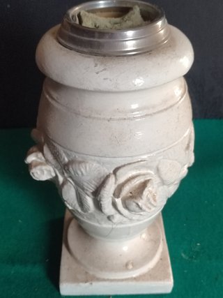Vaso Búcaro Antico Cimitero Ceramica Metallo