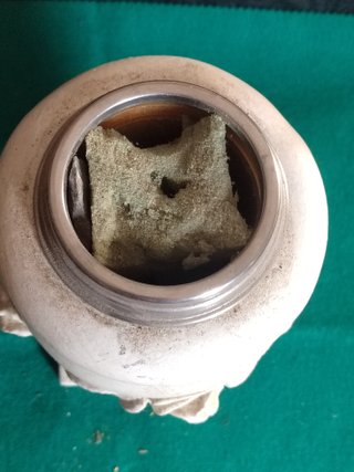 Vaso Búcaro Antico Cimitero Ceramica Metallo