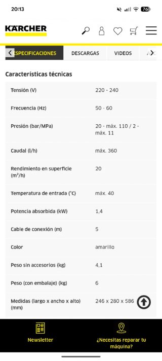 Hidrolimpiadora Karcher Amarilla K2