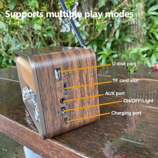 Radio Vintage HR-29BT, FM AM SW portátil, Vintage multibanda, altavoz inalámbrico Bluetooth con linterna LED, tarjeta TF, disco U AUX