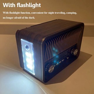 Radio Vintage HR-29BT, FM AM SW portátil, Vintage multibanda, altavoz inalámbrico Bluetooth con linterna LED, tarjeta TF, disco U AUX