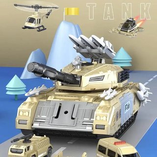 Tanque de juguete para niños, simulación de guerra, Base militar, se puede almacenar, coche, avión, conjunto, ensamblado, modelo educativo, juguetes, regalo