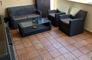 Conjunto Muebles Jardín Ratán y Cristal