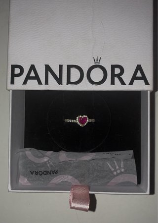 Anillo Pandora Corazón Rojo Plata 925
